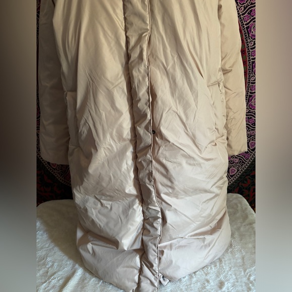 Old Navy Khaki Long Puffer Jacket Full Zip Women’s Size Small - Picture 3 of 14